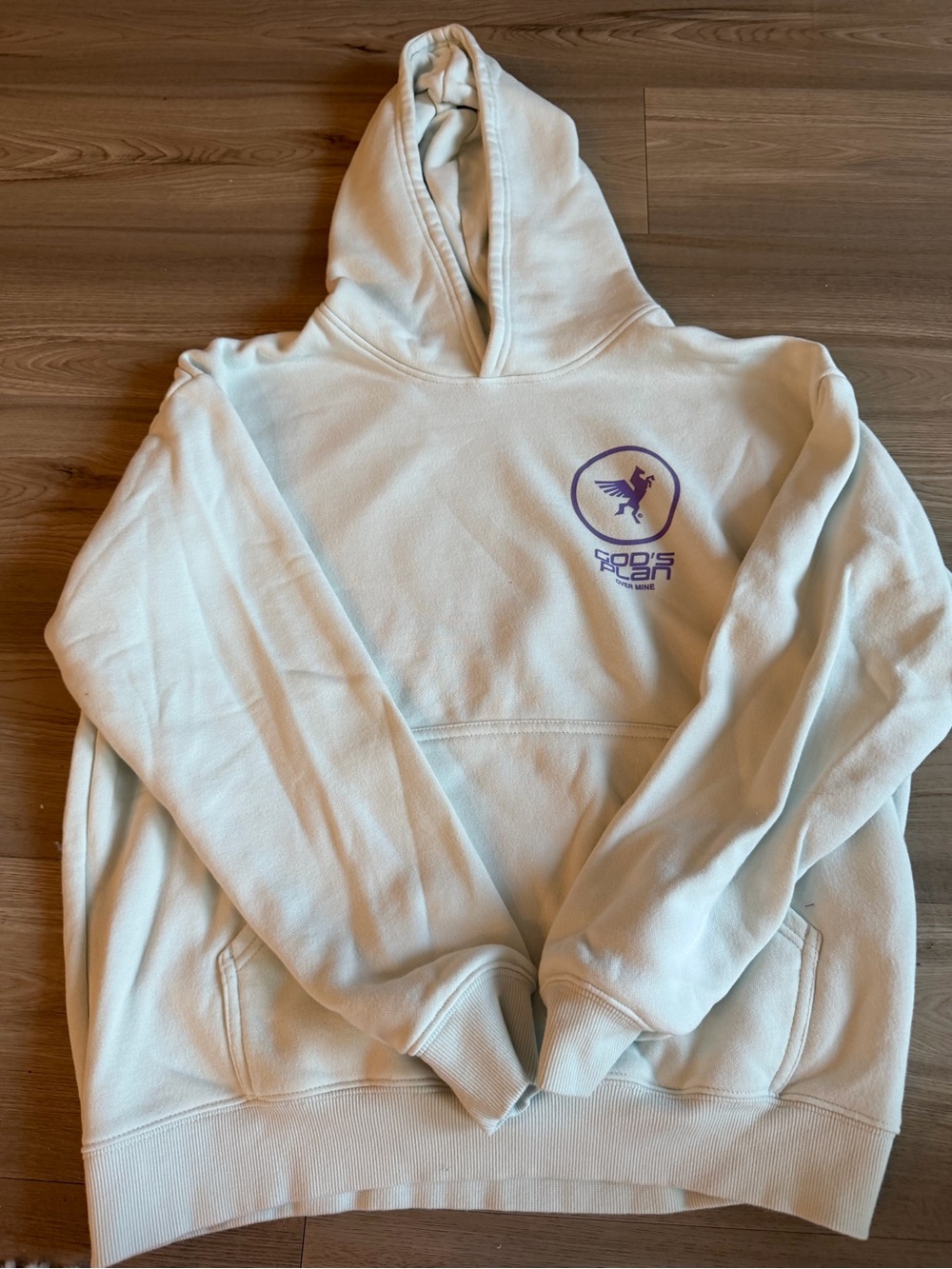 Good Plan Cream Hoodie with Purple Logo - Women's Pullover